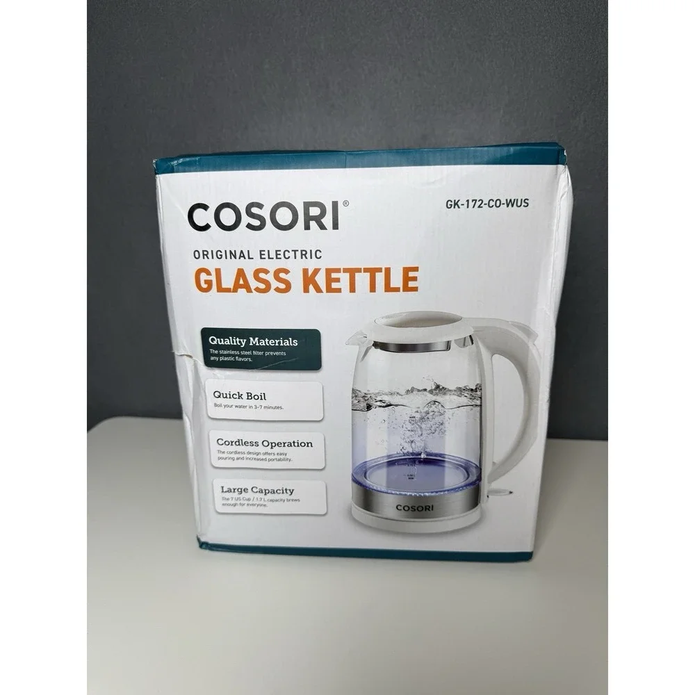 Cosori Original Electric Glass Kettle with White Handle and Lid